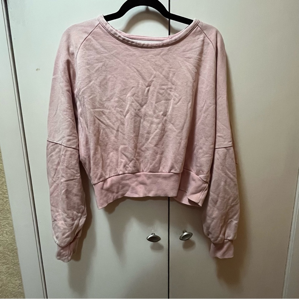 No Boundaries Pink Crew Neck Sweater with Twist Back